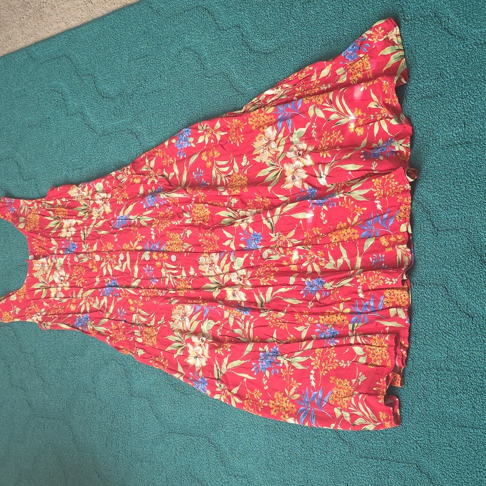 Floral Red Sleeveless Dress